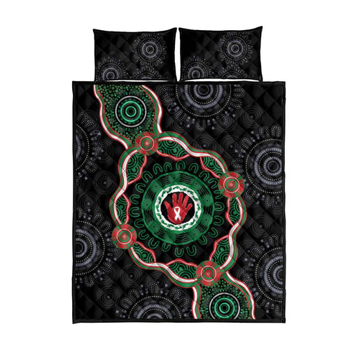 Australia Bowel Cancer Awareness Month Quilt Bed Set Brave Strong Aboriginal Art