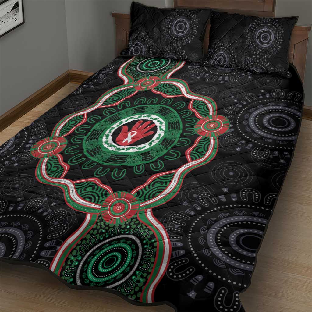 Australia Bowel Cancer Awareness Month Quilt Bed Set Brave Strong Aboriginal Art