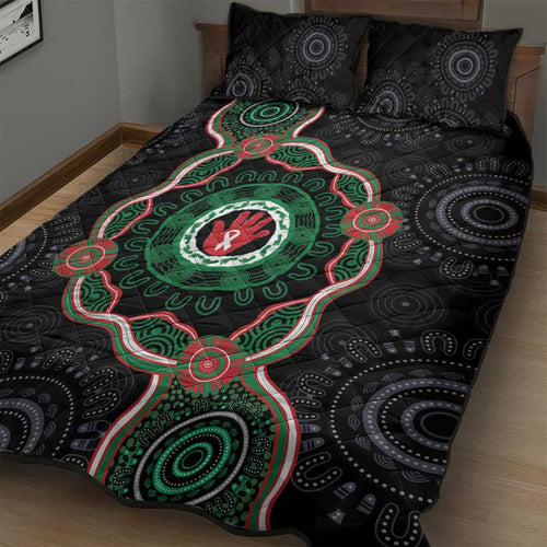 Australia Bowel Cancer Awareness Month Quilt Bed Set Brave Strong Aboriginal Art
