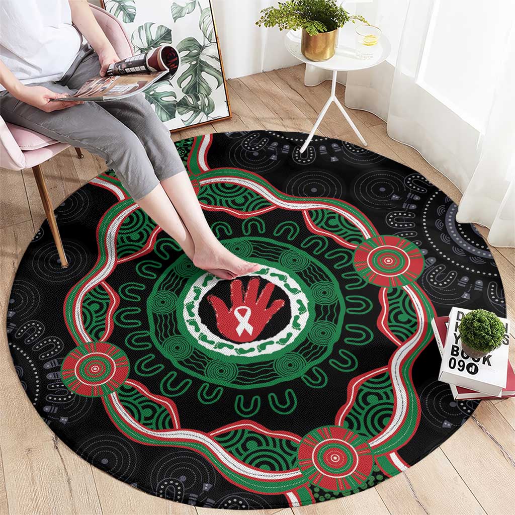 Australia Bowel Cancer Awareness Month Round Carpet Brave Strong Aboriginal Art
