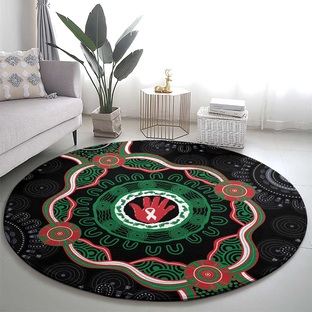Australia Bowel Cancer Awareness Month Round Carpet Brave Strong Aboriginal Art