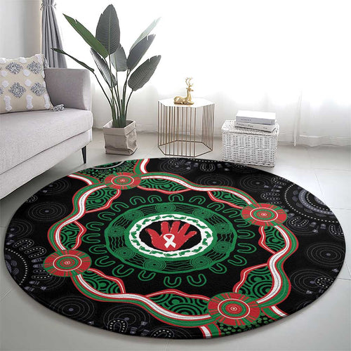 Australia Bowel Cancer Awareness Month Round Carpet Brave Strong Aboriginal Art