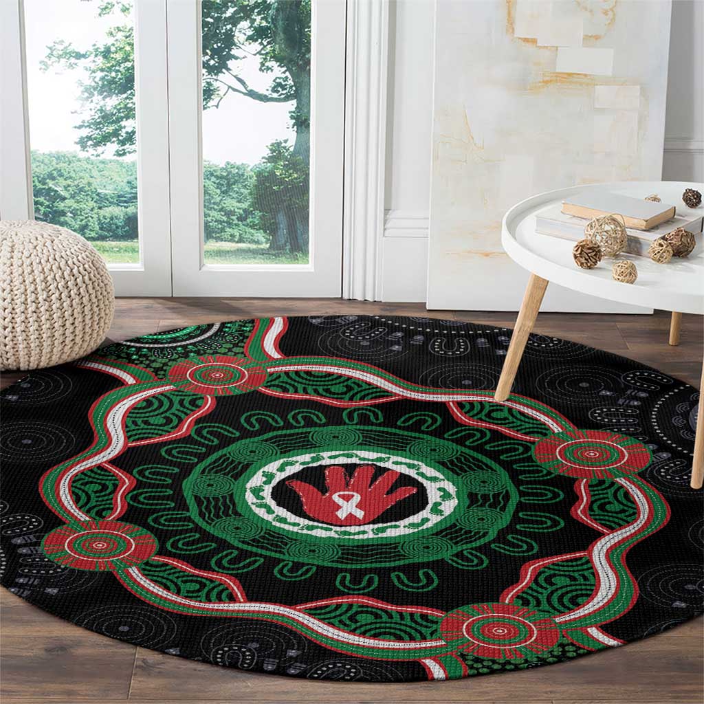 Australia Bowel Cancer Awareness Month Round Carpet Brave Strong Aboriginal Art