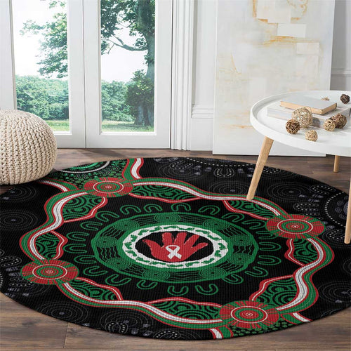 Australia Bowel Cancer Awareness Month Round Carpet Brave Strong Aboriginal Art