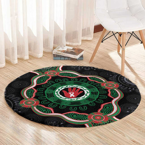 Australia Bowel Cancer Awareness Month Round Carpet Brave Strong Aboriginal Art