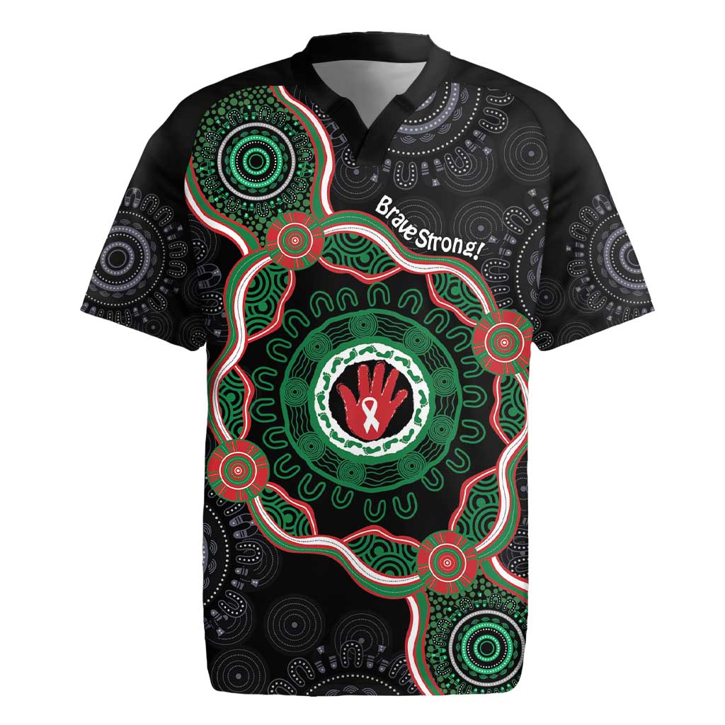 Australia Bowel Cancer Awareness Month Rugby Jersey Brave Strong Aboriginal Art