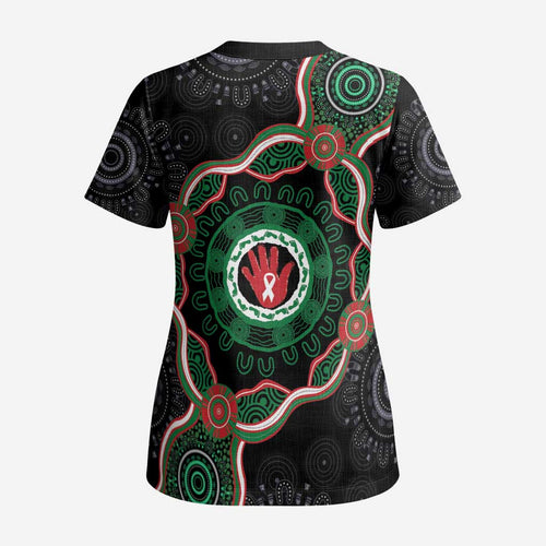 Australia Bowel Cancer Awareness Month Scrub Top Brave Strong Aboriginal Art - Aussie Hoodie