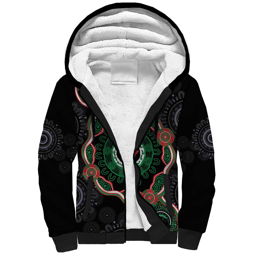 Australia Bowel Cancer Awareness Month Sherpa Hoodie Brave Strong Aboriginal Art