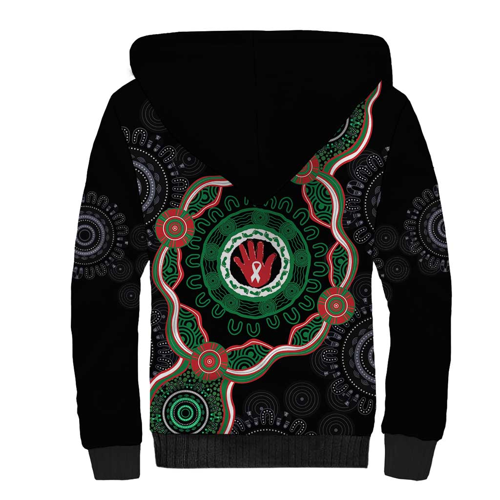 Australia Bowel Cancer Awareness Month Sherpa Hoodie Brave Strong Aboriginal Art