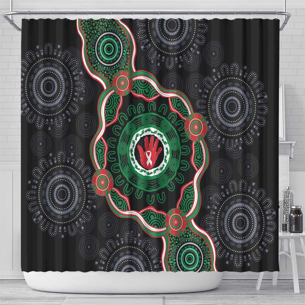 Australia Bowel Cancer Awareness Month Shower Curtain Brave Strong Aboriginal Art
