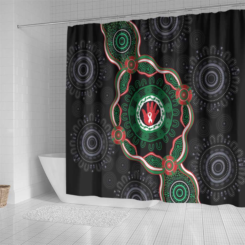 Australia Bowel Cancer Awareness Month Shower Curtain Brave Strong Aboriginal Art
