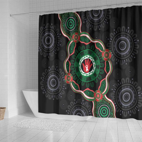 Australia Bowel Cancer Awareness Month Shower Curtain Brave Strong Aboriginal Art