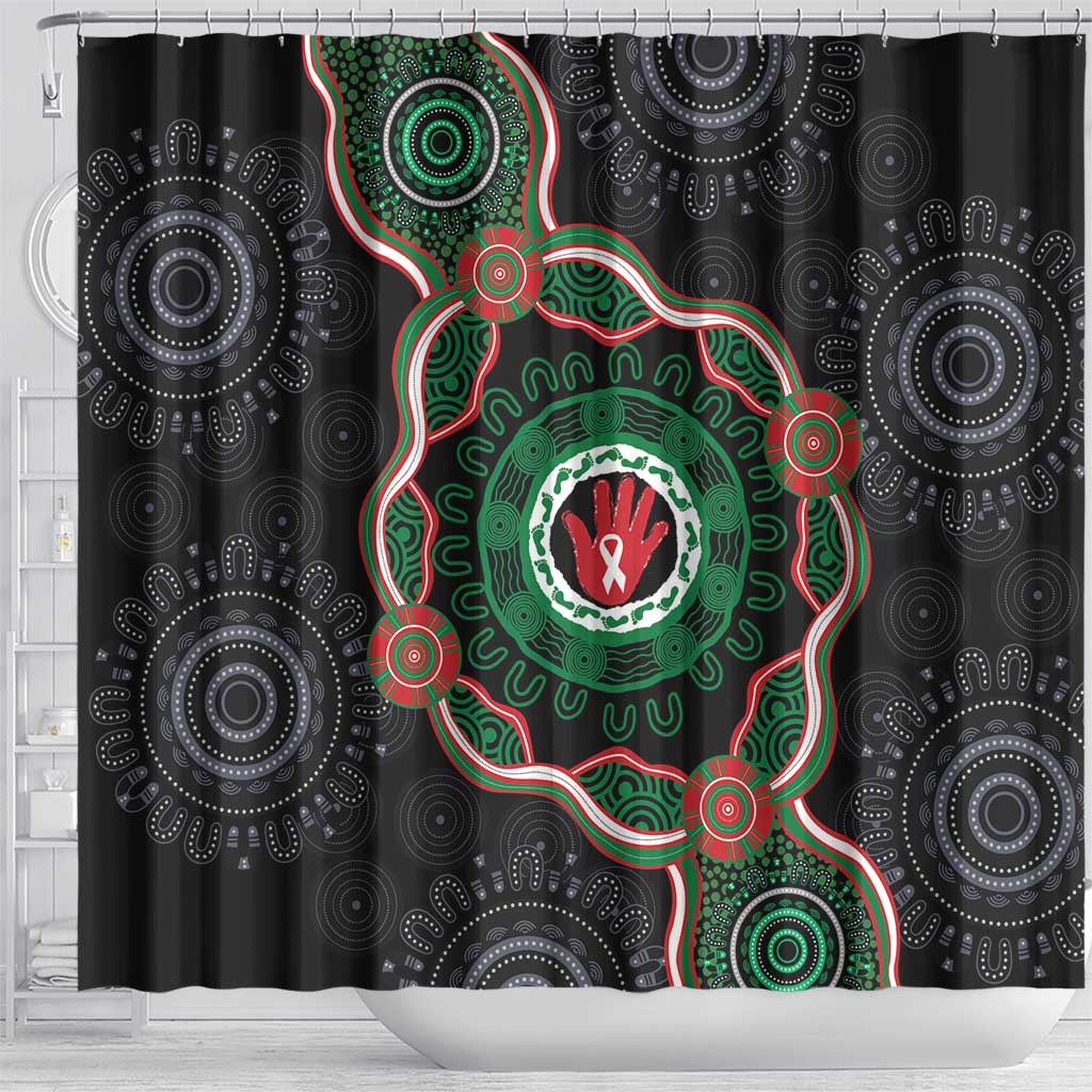 Australia Bowel Cancer Awareness Month Shower Curtain Brave Strong Aboriginal Art