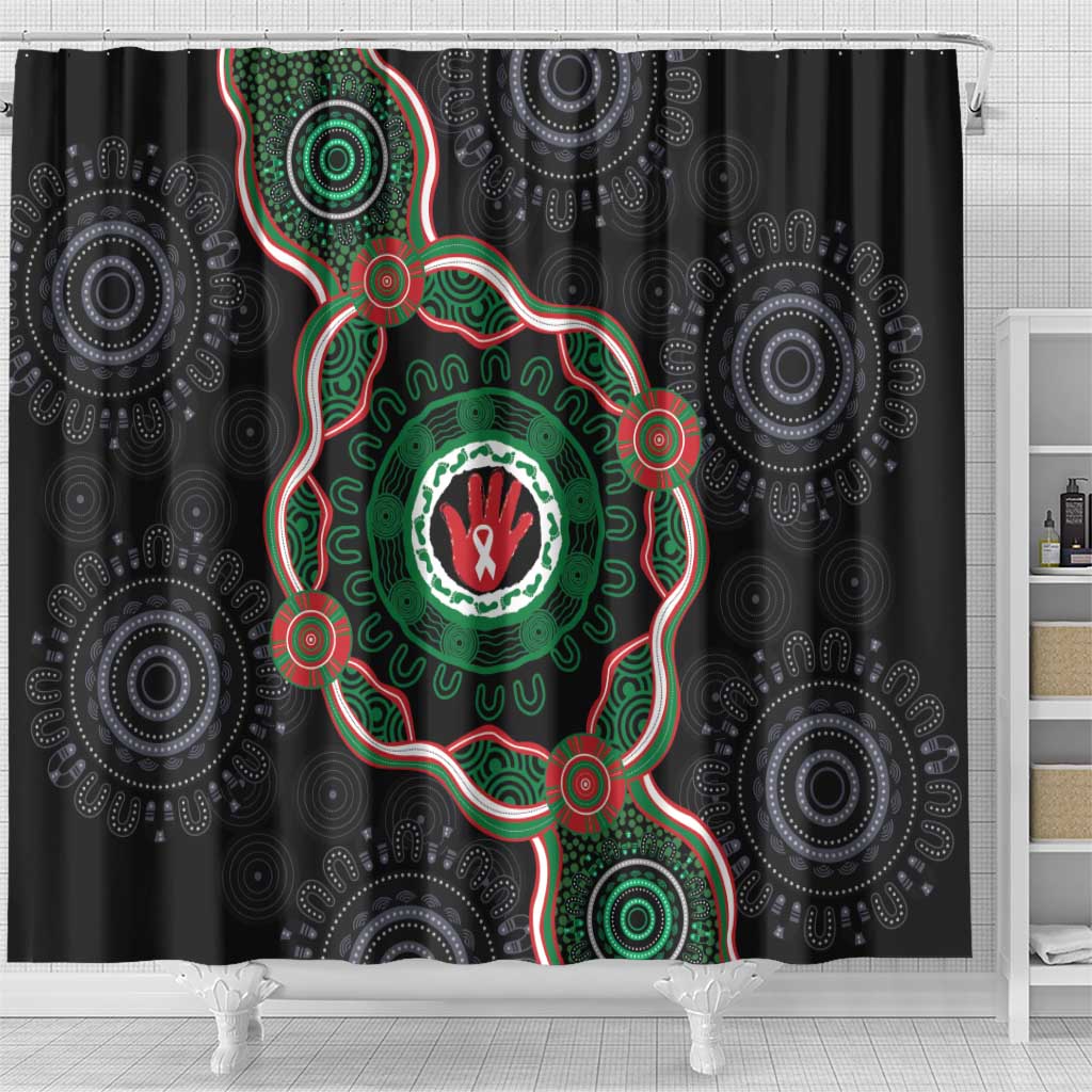 Australia Bowel Cancer Awareness Month Shower Curtain Brave Strong Aboriginal Art