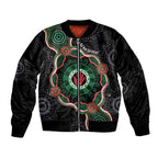 Australia Bowel Cancer Awareness Month Sleeve Zip Bomber Jacket Brave Strong Aboriginal Art