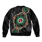 Australia Bowel Cancer Awareness Month Sleeve Zip Bomber Jacket Brave Strong Aboriginal Art