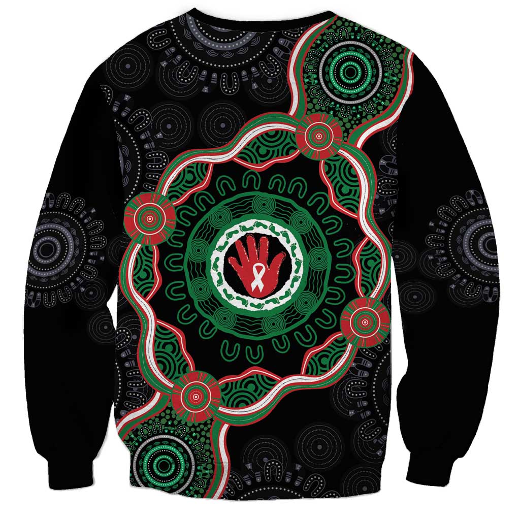 Australia Bowel Cancer Awareness Month Sweatshirt Brave Strong Aboriginal Art