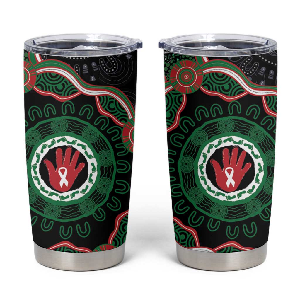 Australia Bowel Cancer Awareness Month Tumbler Cup Brave Strong Aboriginal Art