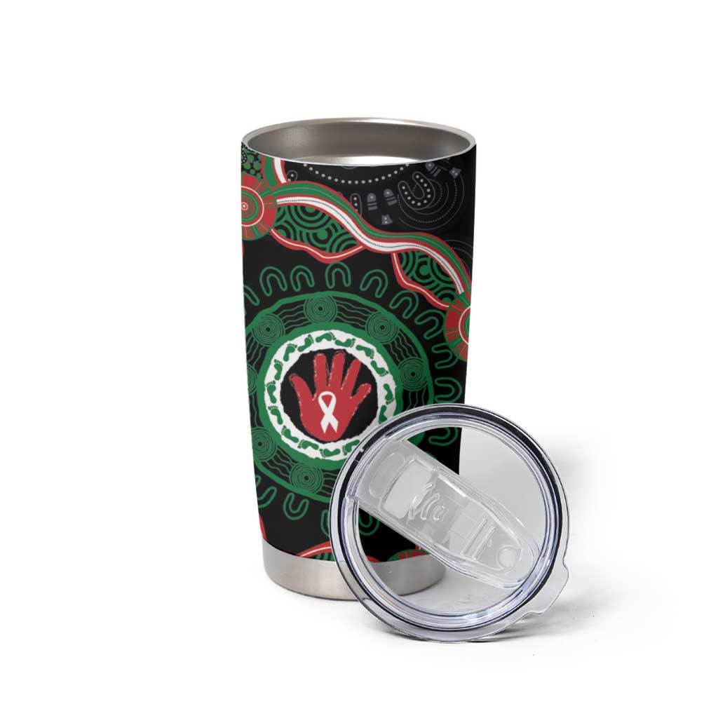 Australia Bowel Cancer Awareness Month Tumbler Cup Brave Strong Aboriginal Art
