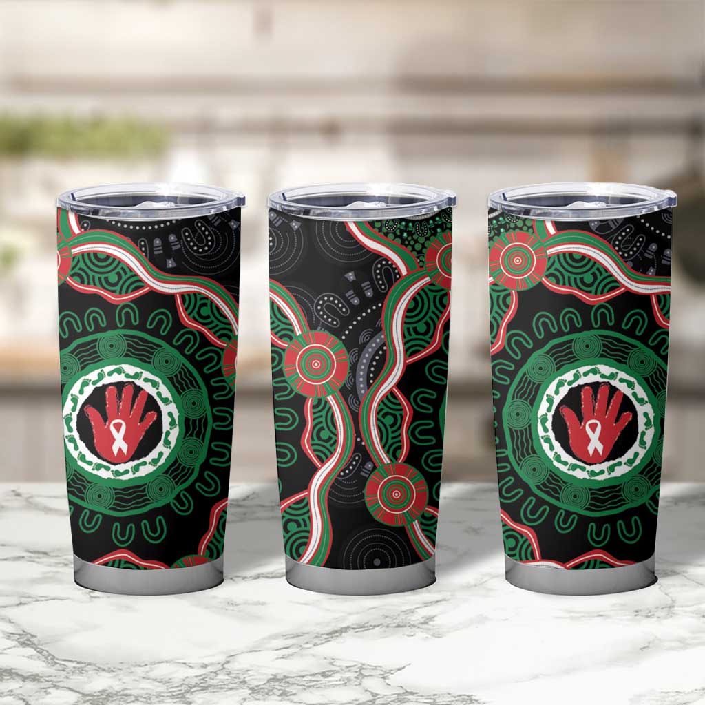 Australia Bowel Cancer Awareness Month Tumbler Cup Brave Strong Aboriginal Art