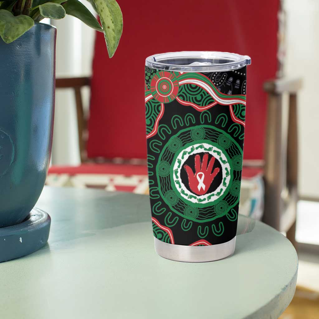 Australia Bowel Cancer Awareness Month Tumbler Cup Brave Strong Aboriginal Art