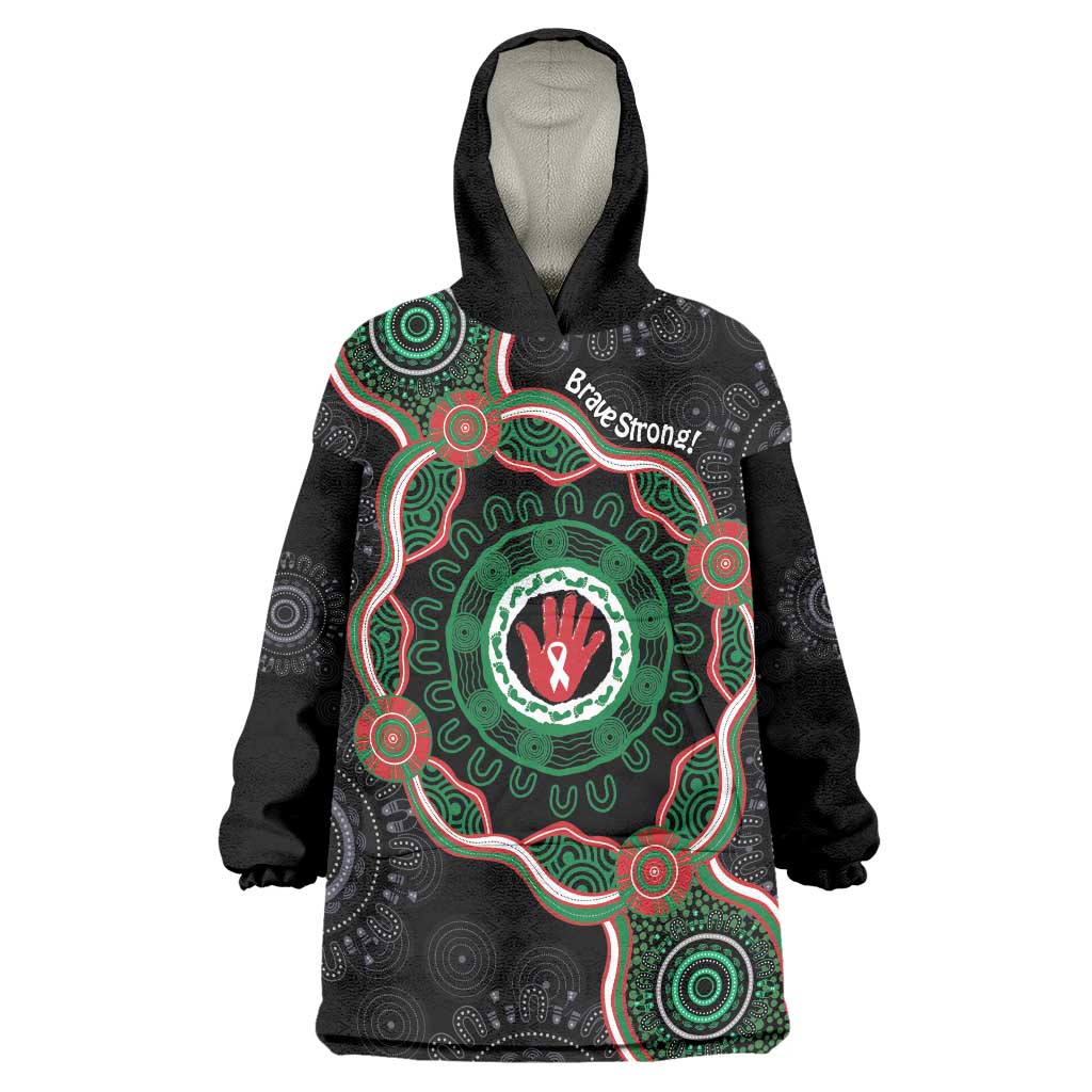 Australia Bowel Cancer Awareness Month Wearable Blanket Hoodie Brave Strong Aboriginal Art