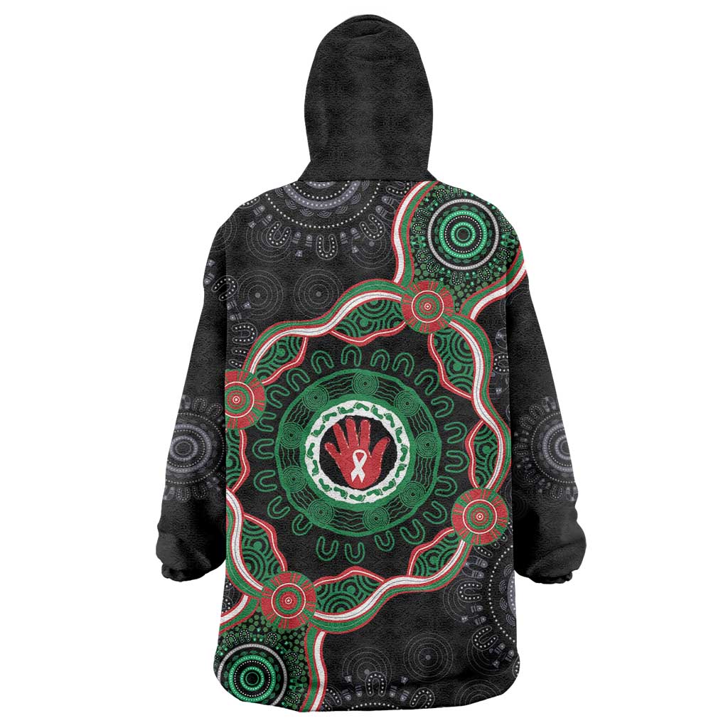 Australia Bowel Cancer Awareness Month Wearable Blanket Hoodie Brave Strong Aboriginal Art