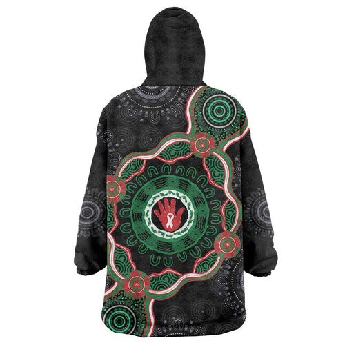 Australia Bowel Cancer Awareness Month Wearable Blanket Hoodie Brave Strong Aboriginal Art