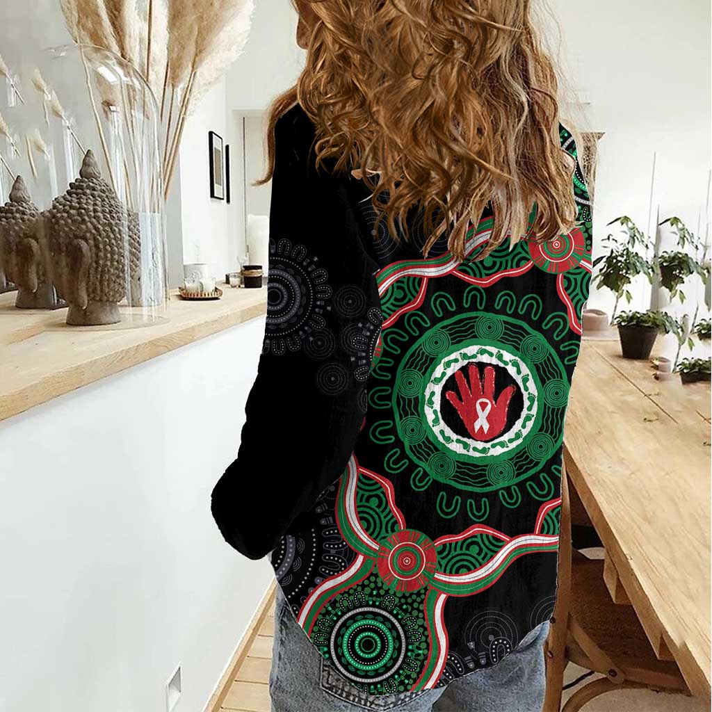 Australia Bowel Cancer Awareness Month Women Casual Shirt Brave Strong Aboriginal Art