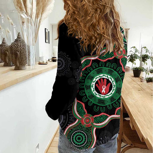Australia Bowel Cancer Awareness Month Women Casual Shirt Brave Strong Aboriginal Art