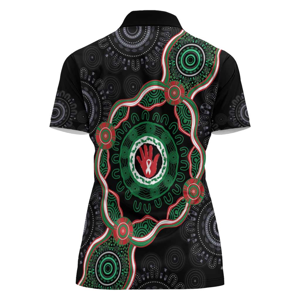 Australia Bowel Cancer Awareness Month Women Polo Shirt Brave Strong Aboriginal Art