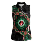 Australia Bowel Cancer Awareness Month Women Sleeveless Polo Shirt Brave Strong Aboriginal Art