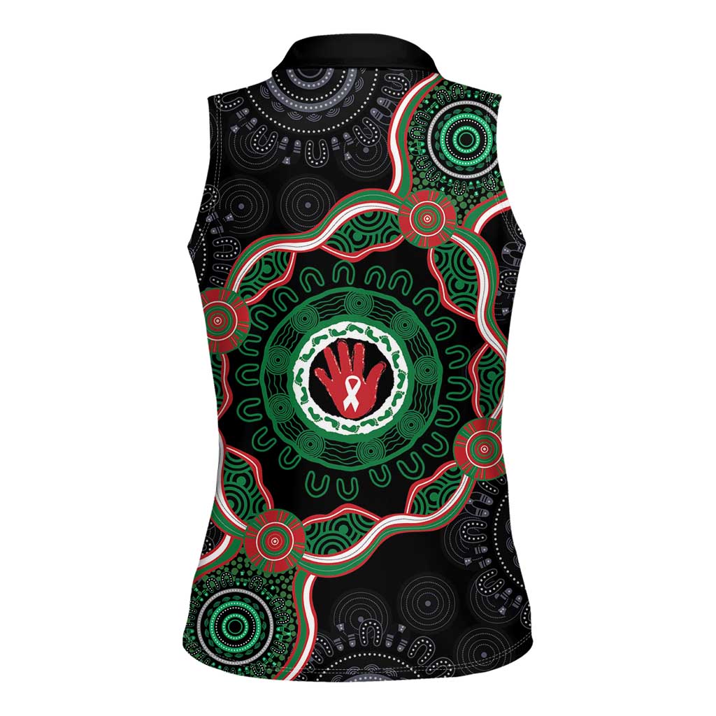 Australia Bowel Cancer Awareness Month Women Sleeveless Polo Shirt Brave Strong Aboriginal Art
