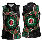 Australia Bowel Cancer Awareness Month Women Sleeveless Polo Shirt Brave Strong Aboriginal Art