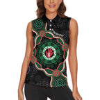 Australia Bowel Cancer Awareness Month Women Sleeveless Polo Shirt Brave Strong Aboriginal Art