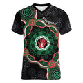 Australia Bowel Cancer Awareness Month Women V-Neck T-Shirt Brave Strong Aboriginal Art