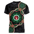 Australia Bowel Cancer Awareness Month Women V-Neck T-Shirt Brave Strong Aboriginal Art