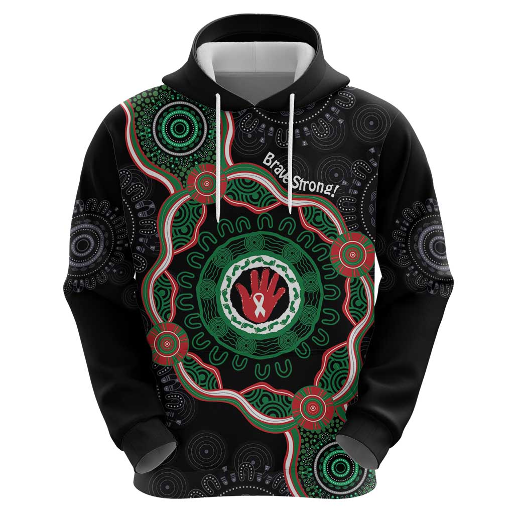 Australia Bowel Cancer Awareness Month Zip Hoodie Brave Strong Aboriginal Art