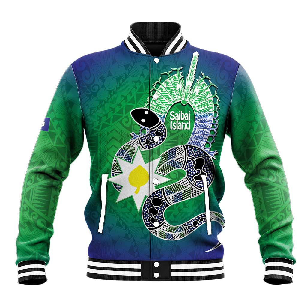 Australia Saibai Island Baseball Jacket Papuan Black Snake With Dhari