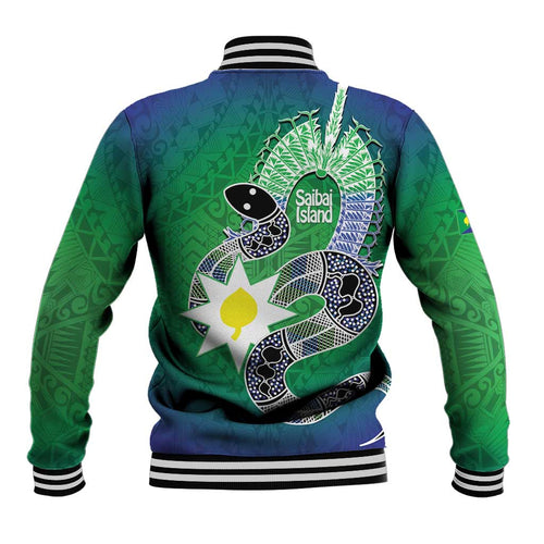 Australia Saibai Island Baseball Jacket Papuan Black Snake With Dhari