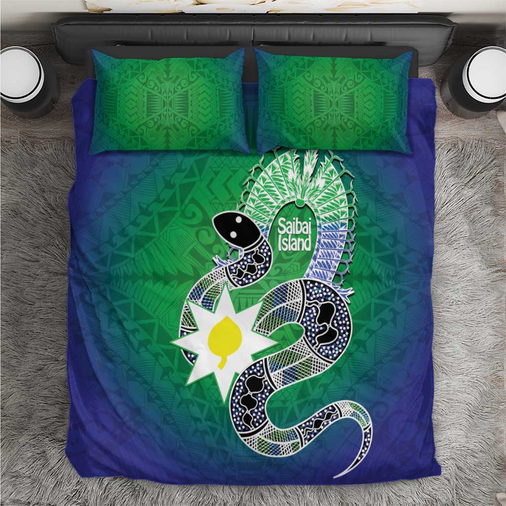Australia Saibai Island Bedding Set Papuan Black Snake With Dhari