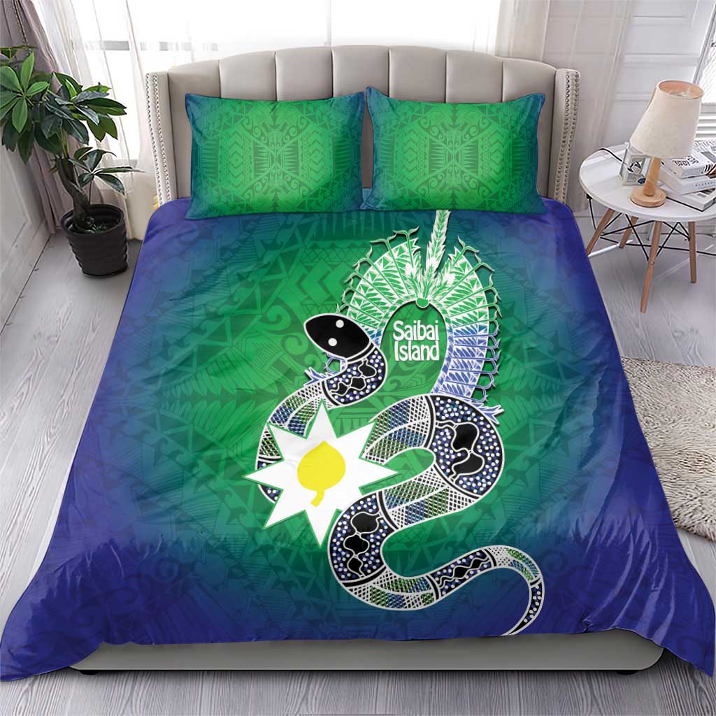 Australia Saibai Island Bedding Set Papuan Black Snake With Dhari