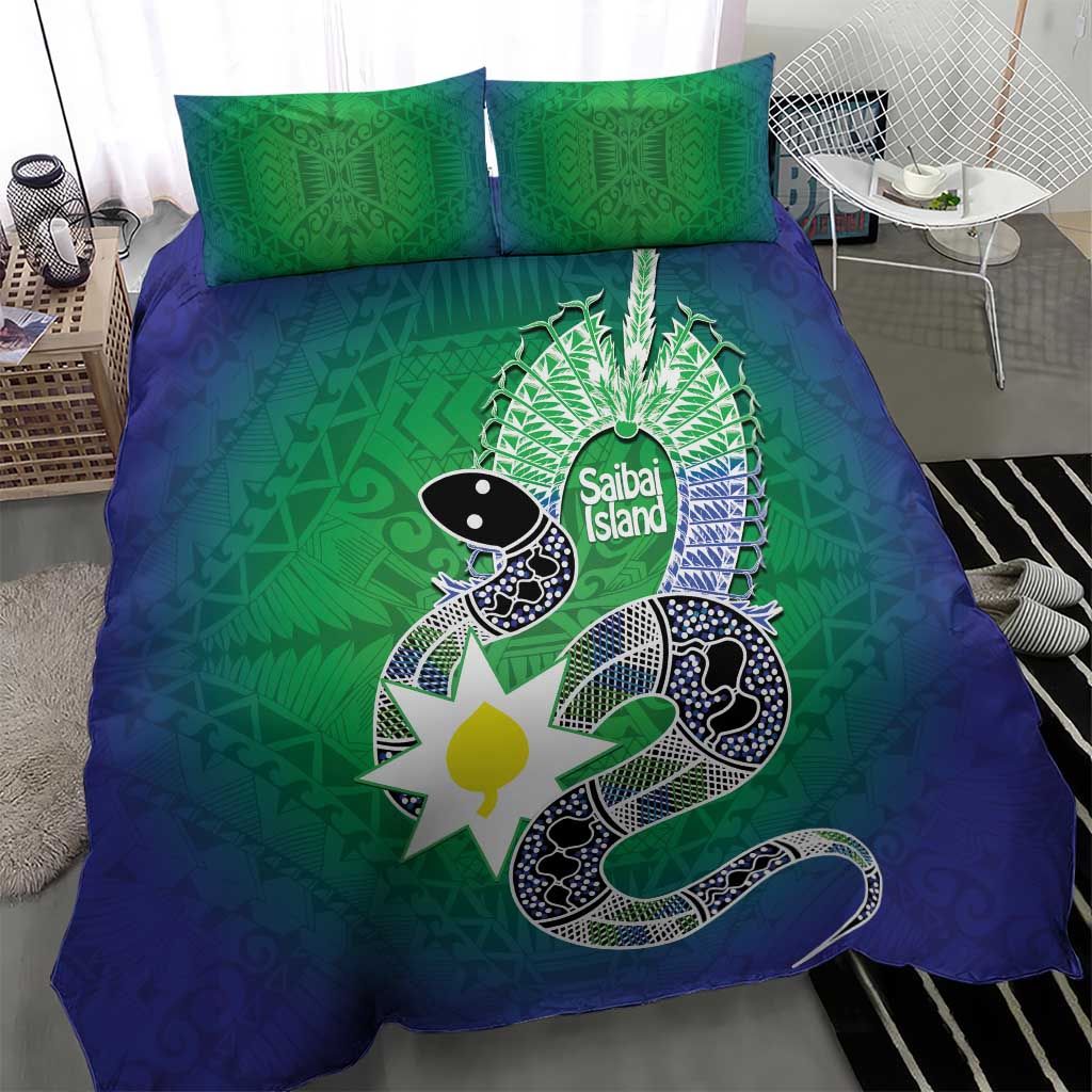 Australia Saibai Island Bedding Set Papuan Black Snake With Dhari