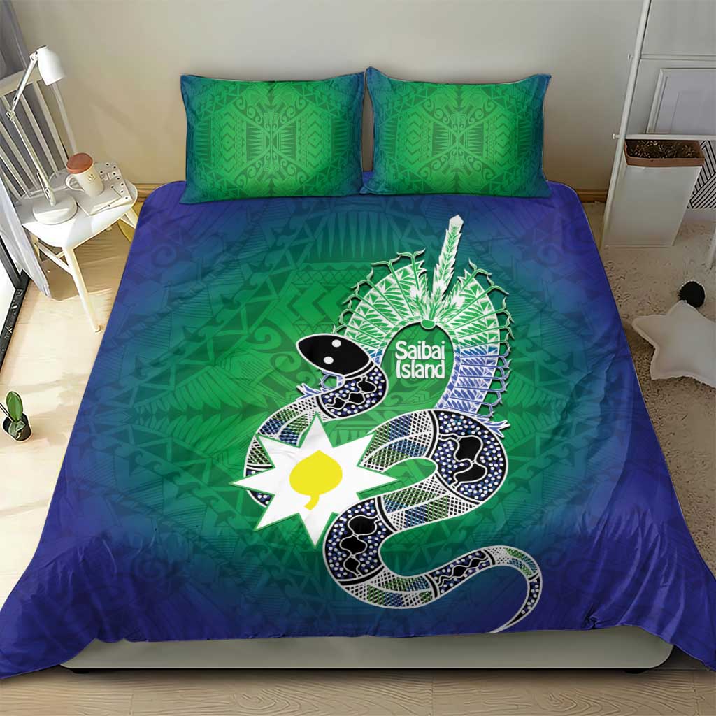 Australia Saibai Island Bedding Set Papuan Black Snake With Dhari