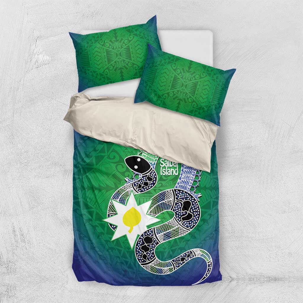 Australia Saibai Island Bedding Set Papuan Black Snake With Dhari