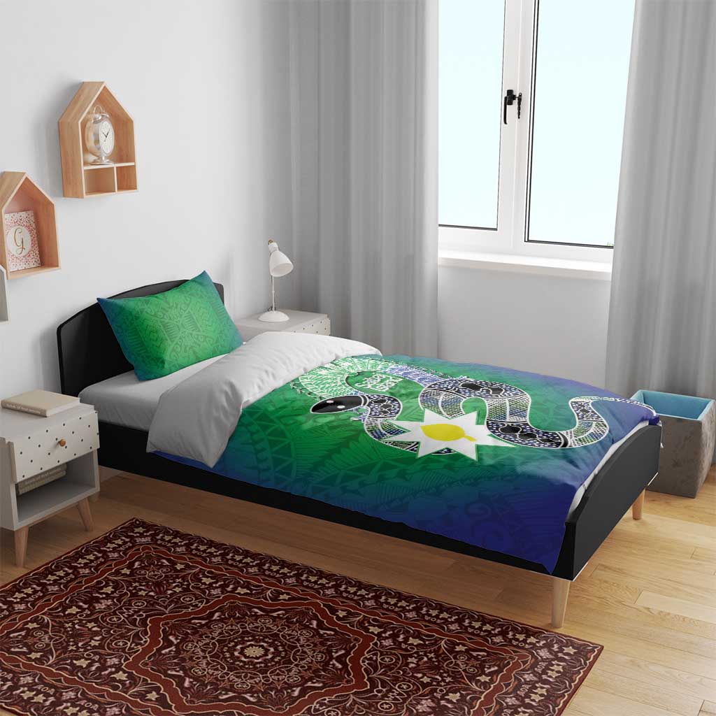 Australia Saibai Island Bedding Set Papuan Black Snake With Dhari