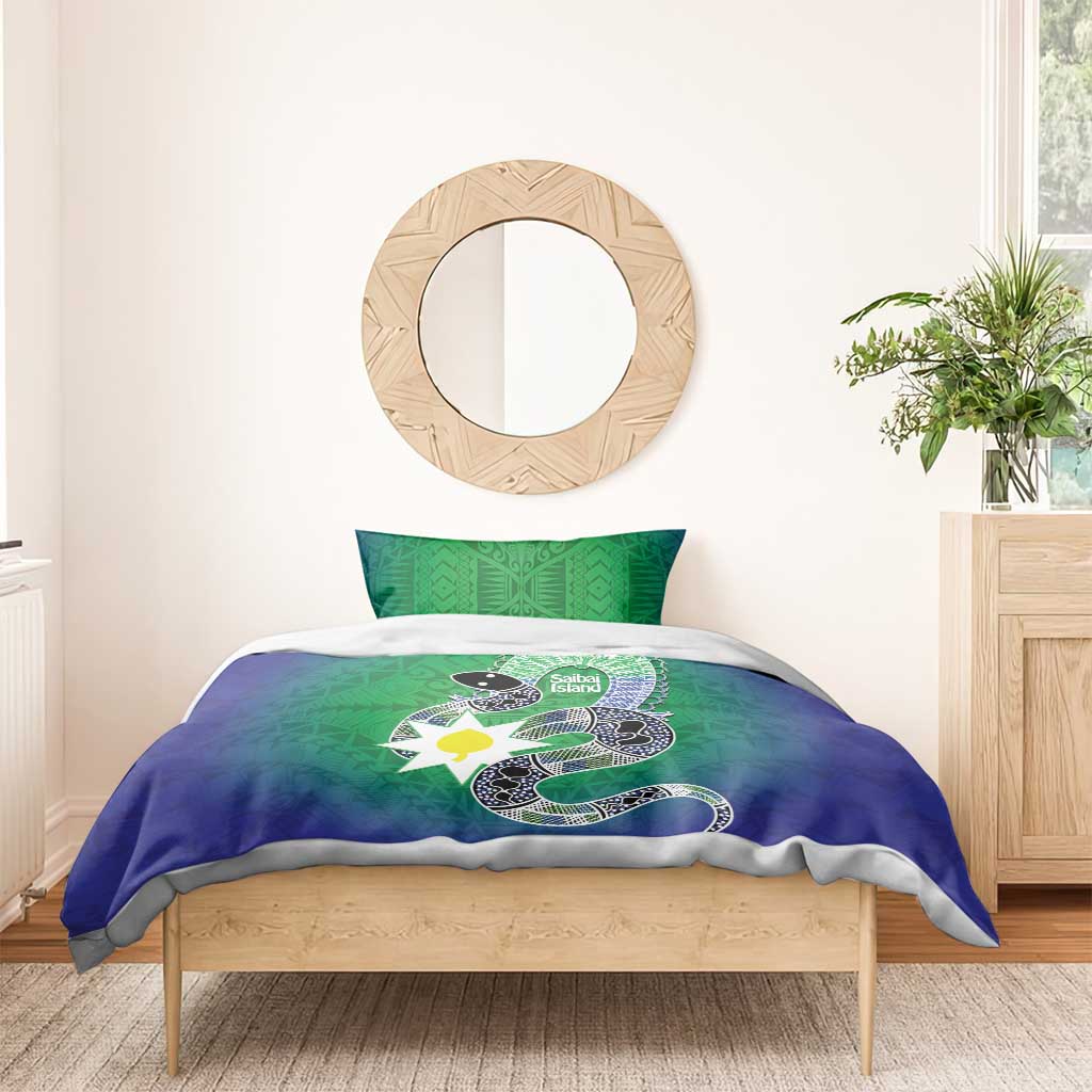 Australia Saibai Island Bedding Set Papuan Black Snake With Dhari