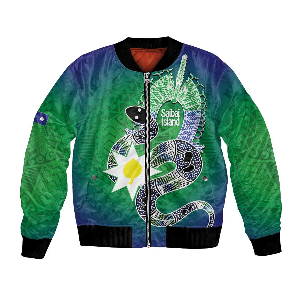 Australia Saibai Island Bomber Jacket Papuan Black Snake With Dhari