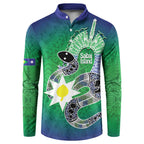 Australia Saibai Island Button Sweatshirt Papuan Black Snake With Dhari
