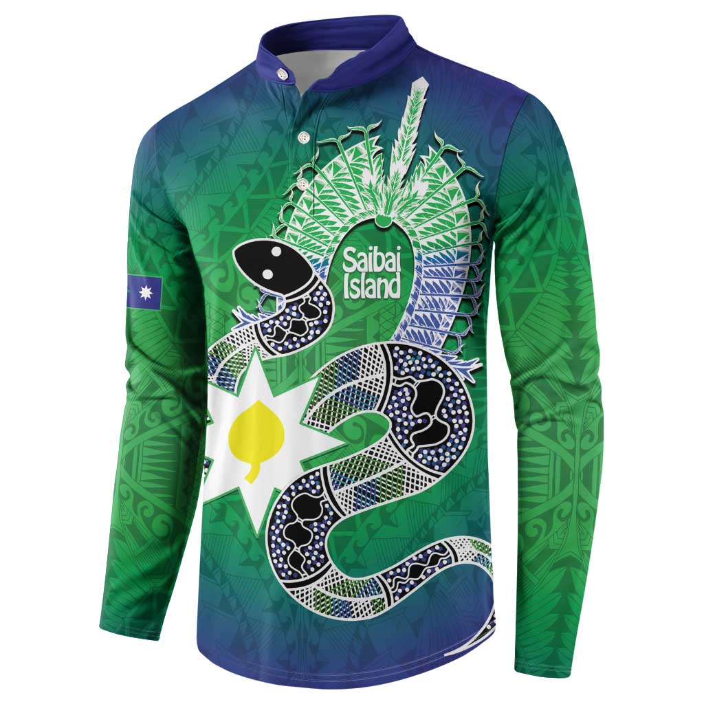 Australia Saibai Island Button Sweatshirt Papuan Black Snake With Dhari